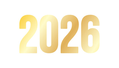 2026 Gold Gradient Number Typography Isolated on Transparent Background.
