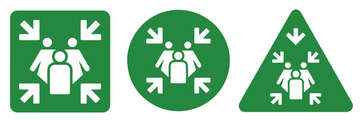 emergency assembly point safety icon
