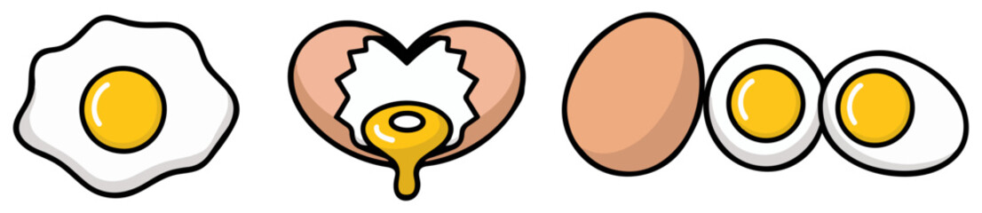 egg icon set broken and whole