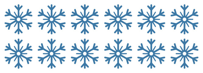 blue snowflake winter icon set