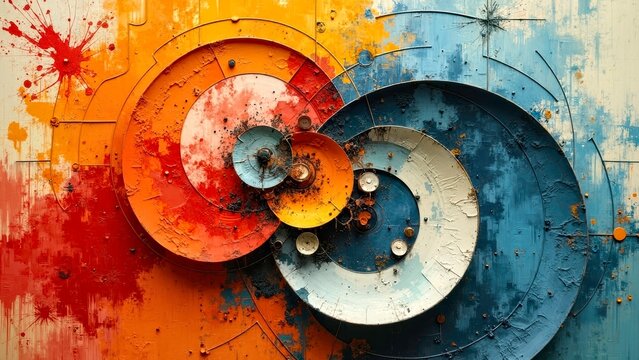 Red orange spiral flower art decoration abstract painting - Powered by Adobe