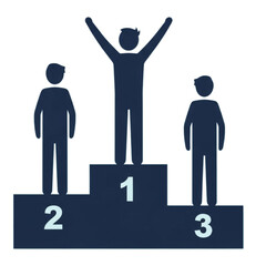 Winners Podium with Silhouettes of Three People Keywords: winners podium, first place, second