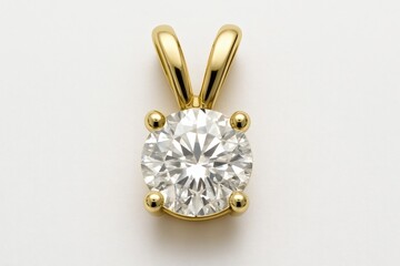 Gold Diamond Pendant Necklace Isolated on White Background for Luxury Jewelry Advertising
