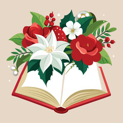 Open Book with Floral Decoration