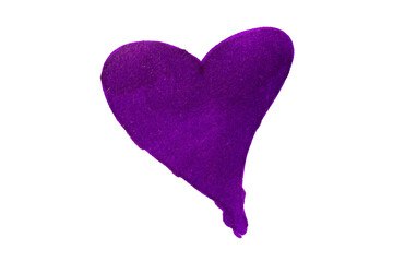 Purple heart drawn with marker on transparent background
