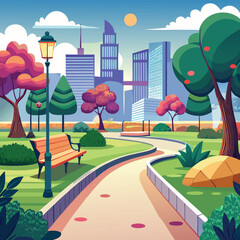 City Park Landscape Illustration