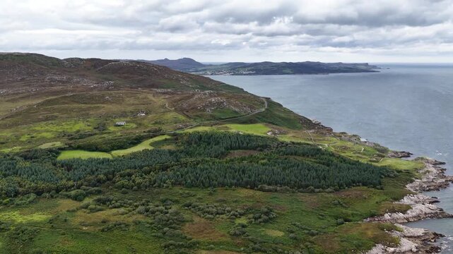 Aerial View of the Beautiful Coastline of Co Donegal on the Atlantic Ocean Ireland 