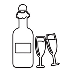 Champagne Bottle and Glasses