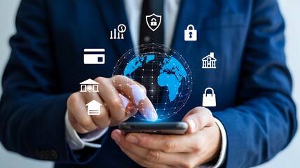 Digital security and global data protection technology concept
