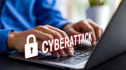 Cyber attack warning and online security threat concept

