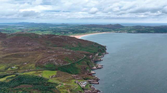Aerial View of the Beautiful Coastline of Co Donegal on the Atlantic Ocean Ireland 