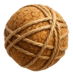 Obraz premium Natural cork and twine ball for an earthy touch in your backyard tree.