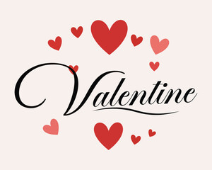 Valentine Love Typography with Heart Elements on Soft Background