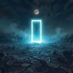 Enchanted Deep Woods with a Luminous White Gateway to Another Dimension