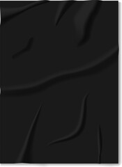 Black crumpled glued paper texture background