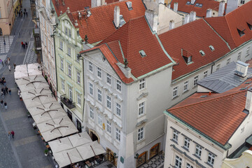 View of rooftops from Town Hall tower, Prague, Czech Republic, Europe