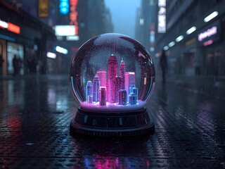 Futuristic Neon City Night Glow