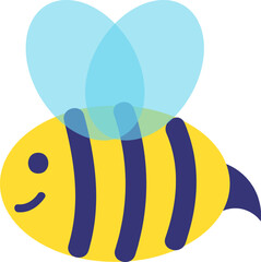 Cute cartoon bee mascot flying on white background