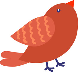 Stylized red bird standing illustration children's design