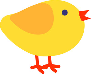 Yellow chick standing simple flat illustration drawing