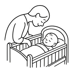 Baby or infant illustration with colorful design elements silhouette