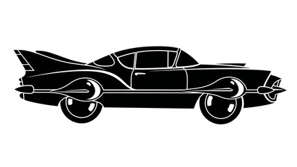 Obraz premium Stylized black silhouette of a vintage american car