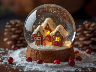 Festive Gingerbread House Snow Globe