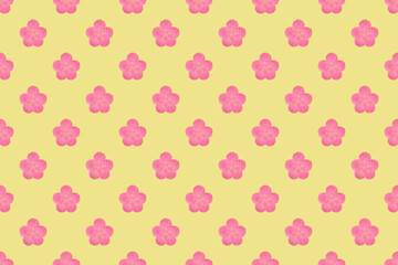 梅の花 シームレスパターン 水彩手描きイラスト 正月 背景