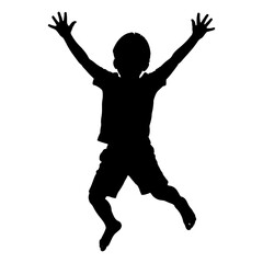 Children playing together in a colorful illustration silhouette