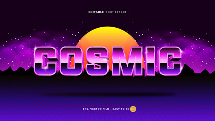 Cosmic Retro Synthwave Metallic 3D Editable Text Effect