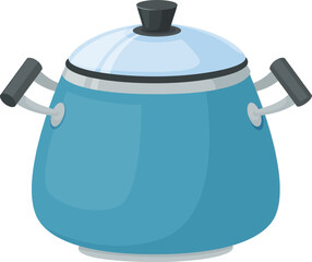 Cooking pot with lid and handles cartoon drawing