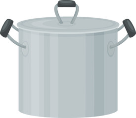 Large gray metal cooking pot a kitchen utensil