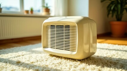 Set up a table next to the vintage white electric fan carpet
