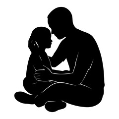 Family and parenting illustration with silhouette