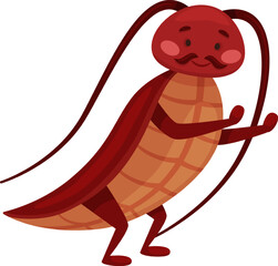 Obraz premium Cockroach character with mustache and smiling face