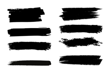 A Vector set black paint brush stroke. Grunge brush design element.