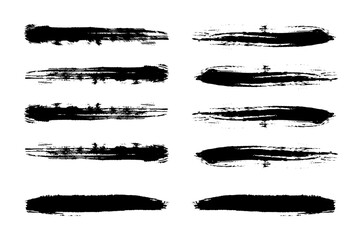 Black paint ink brush stroke line texture banner background.