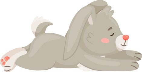 Young cartoon rabbit character sleeping peacefully