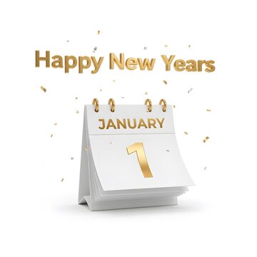 Happy New Year celebration with calendar on January 1st