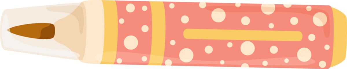 Pink highlighter pen with yellow polka dots