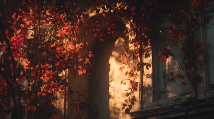 Ancient European autumn architecture in silhouette with golden light