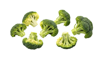 Fresh broccoli florets on a black background