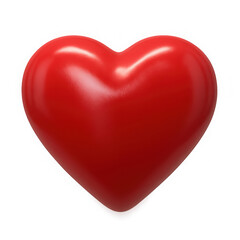 A gleaming red heart-shaped balloon with a glossy finish and stitched edges isolated on transparent background