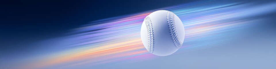 Baseball ball banner with dynamic colorful energetic light trails. Baseball wallpaper