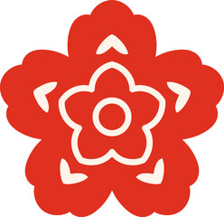 Stylised cherry blossom creating cultural Asian floral icon