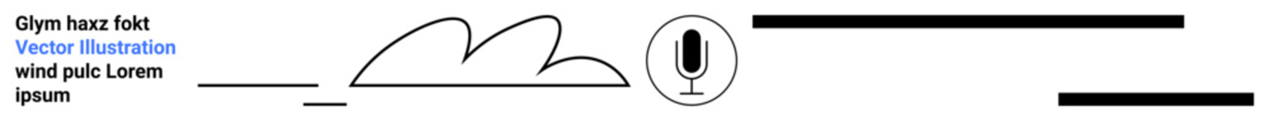 Audio recording, sound design, communication, podcasting, media, digital technology. Abstract audio wave with microphone icon and lines. Audio recording and sound design concept
