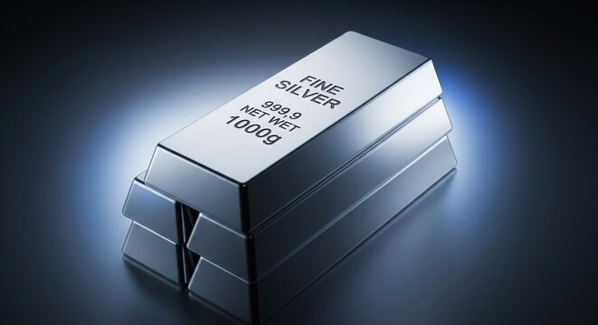 Stacked Silver Bars Financial Background Representing Wealth and Stability