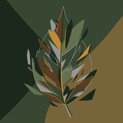 Abstract Geometric Leaf Art with Earthy Tones.