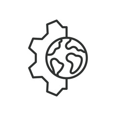 Network management icon in line design. network control, administration, monitoring, global system on white background vector. Network management editable stroke icon