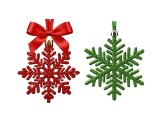 Two christmas snowflakes isolated on transparent background